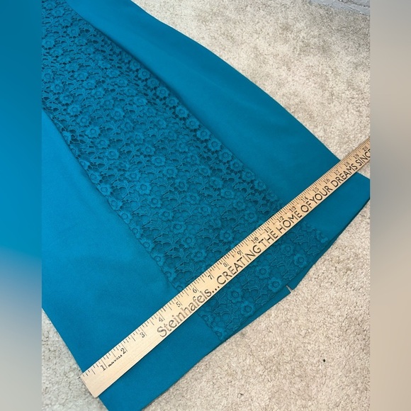 Calvin Klein Aqua Crochet Sheath Dress Women’s Size 2 Sleeveless V- Neck - Picture 8 of 11